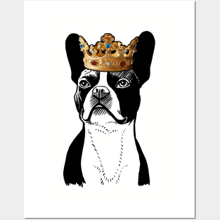 Boston Terrier Dog King Queen Wearing Crown Posters and Art